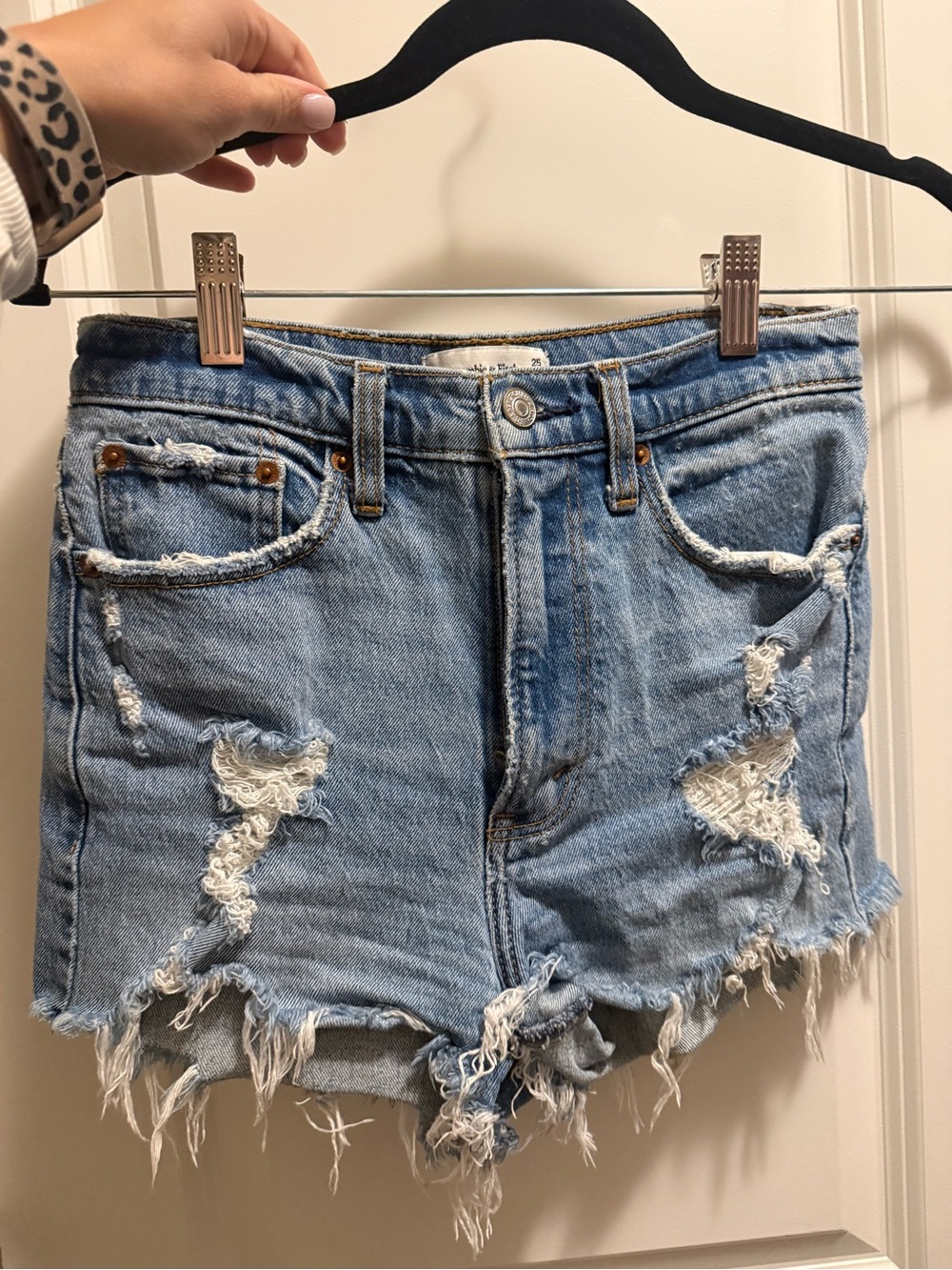 Abercrombie High-Rise Mom Short Distressed Denim